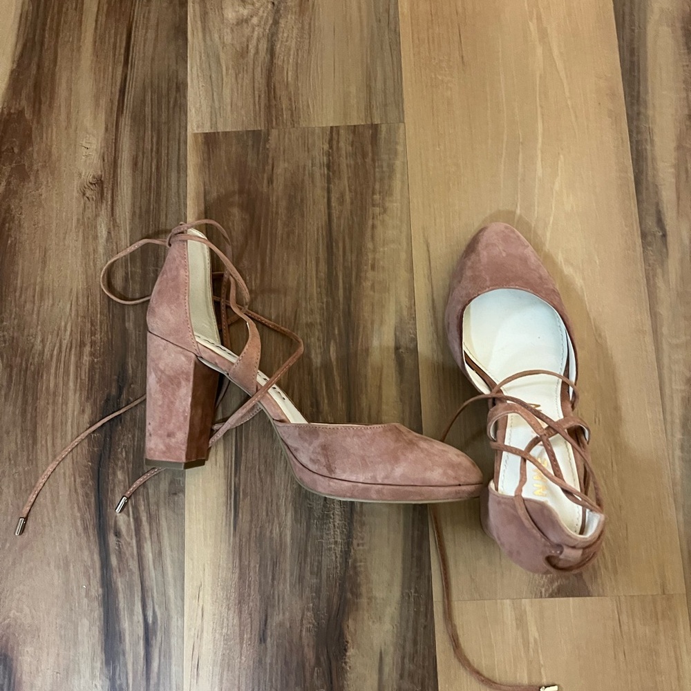 Anne Klein Elegant Suede Lace-Up Block Heels